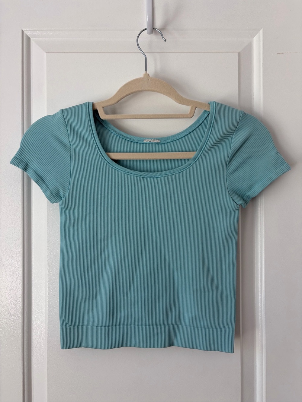 ATHLETA GIRL Rise Above Ribbed Scoop Neck Top - Aqua Size 14